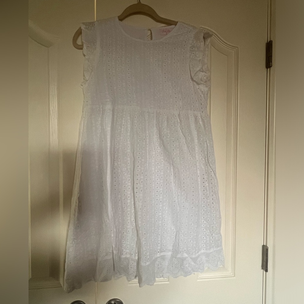 Pink Lily White Eyelet Lace Dress